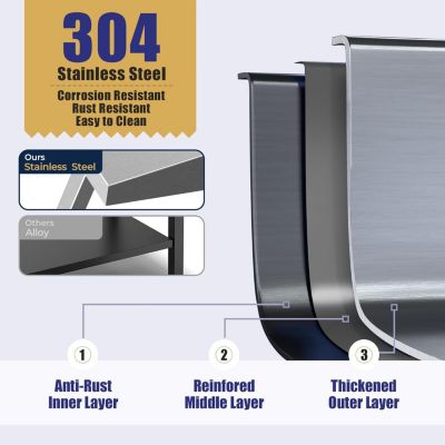 100% Food Grade 304 Stainless Steel BBQ Grill Table fits Tabletop Griddle, Indoor Grill Table with 4 Adjustable Legs, Portable Grill Stand for RV/Camping/Tailgating