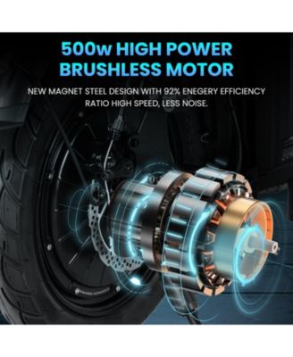 Foldable Electric Bicycle, 500W Peak Motor 45 Miles 80KM MAX  Range,  Upgraded E-bike with Front Basket, Phone Holder and Digital Display