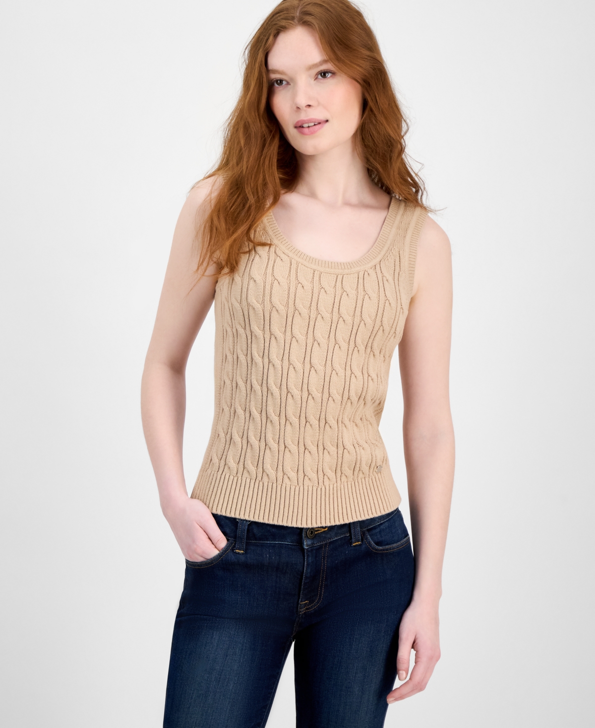 Tommy Hilfiger Women's Cotton Cable-knit Sweater Tank Top