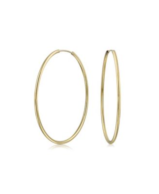 Timeless Minimalist Endless Continuous Lightweight Simple Thin 2 3mm Tube Hoop Earrings Gold Plated Finish 1.752 2.5 2.75 Inch Diameter