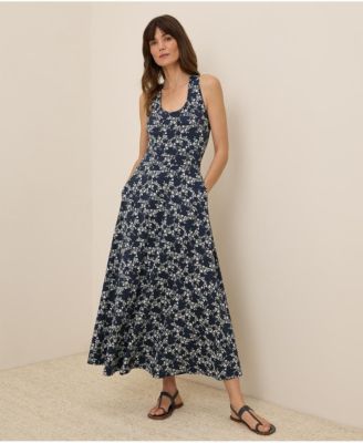 Women's Organic Cotton Fit & Flare Open Back Maxi Dress