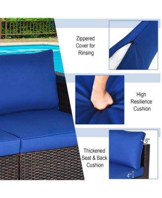 2PCS Patio Rattan Corner Sofa Sectional Furniture