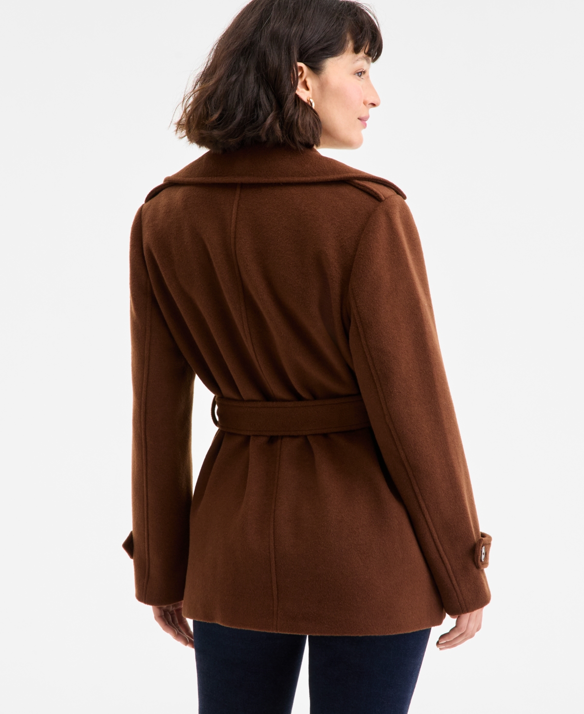 Michael Kors Michael  Women's Double-breasted Belted Wrap Coat, Exclusively At Macy's In Brown