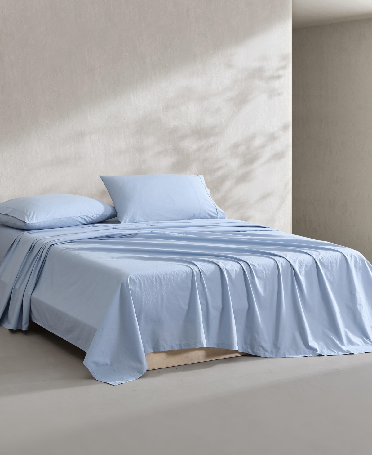 Calvin Klein Washed 400-thread Count Cotton Percale 4-pc. Sheet Set, Full In Blue