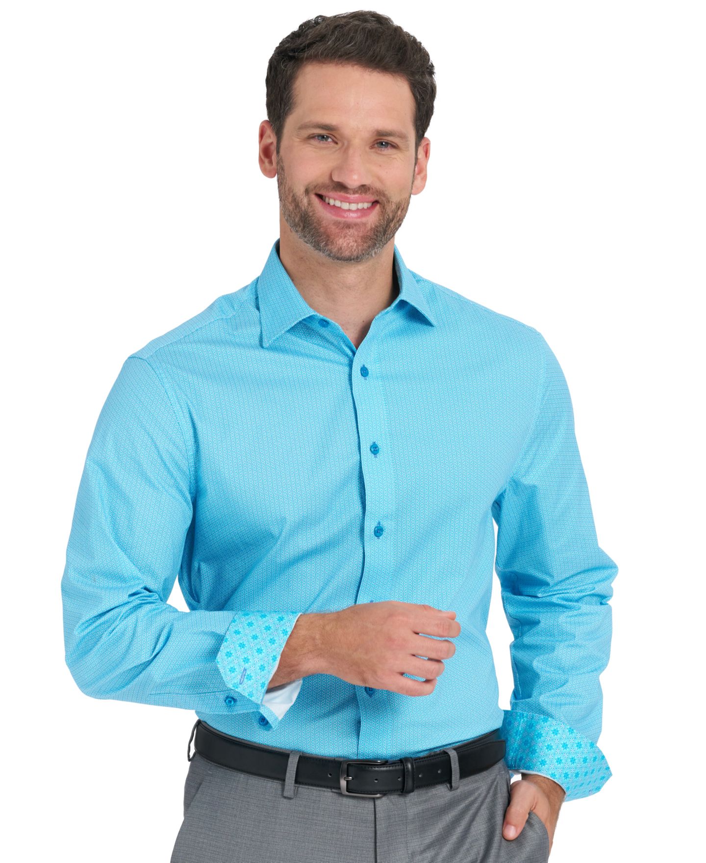 Мужская рубашка Nick Graham Kaleidoscope Star Dress Shirt, цвет: Аквамариновый — фото 5