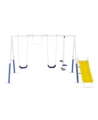 Blue Ridge Play Outdoor Swing Set with Glider, 2 Swings & Slide