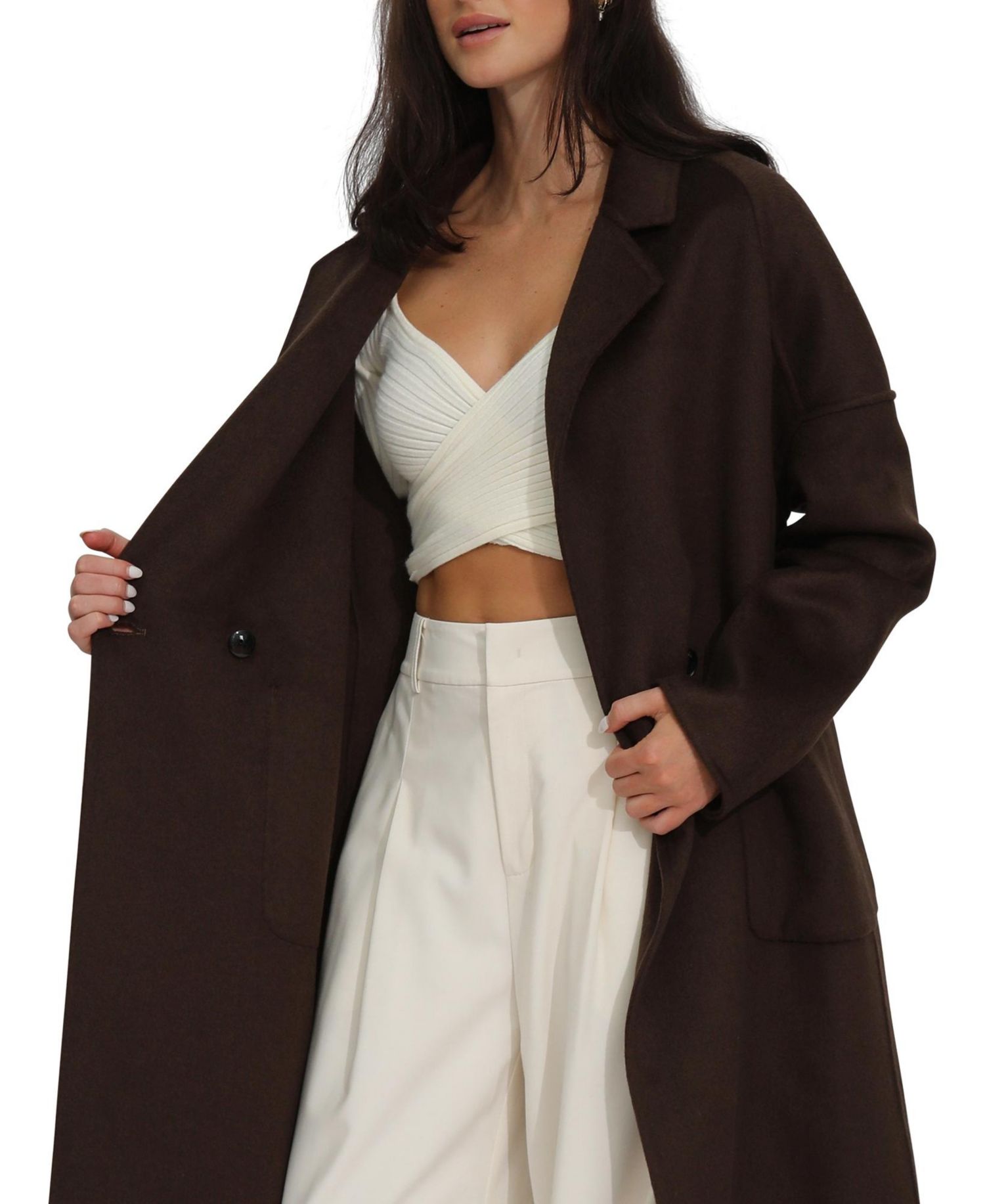 Women's Publisher Double-Breasted Wool Blend Coat
