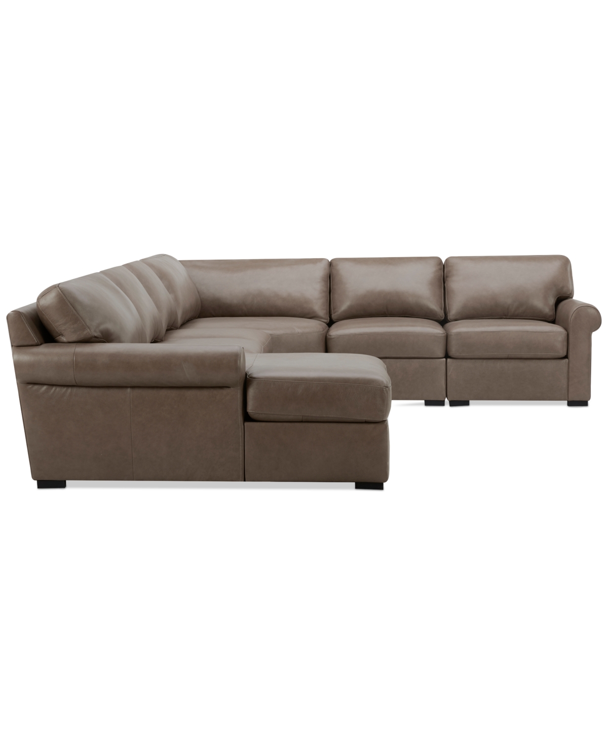 Macy's Radley Roll Arm 145" 6-pc. Leather Wedge Corner Chaise Sectional, Exclusively At