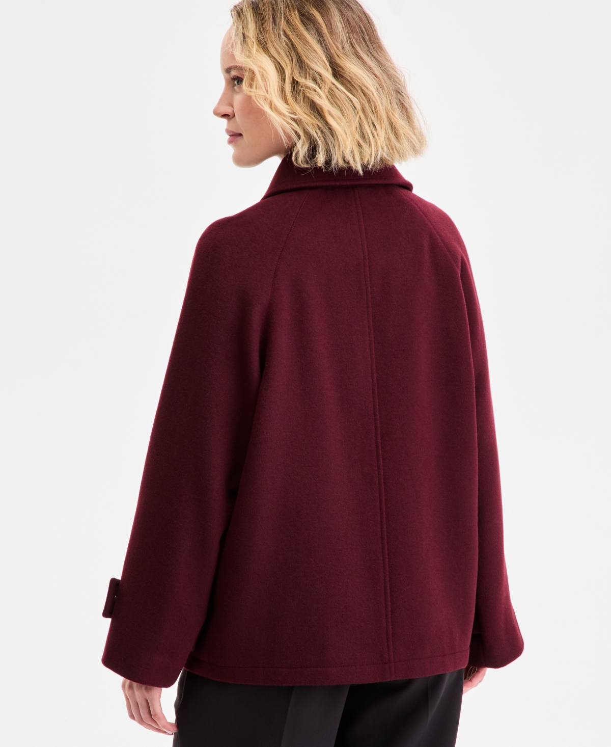 Michael Kors Michael  Women's Collared Button-front Coat, Exclusively At Macy's In Burgundy