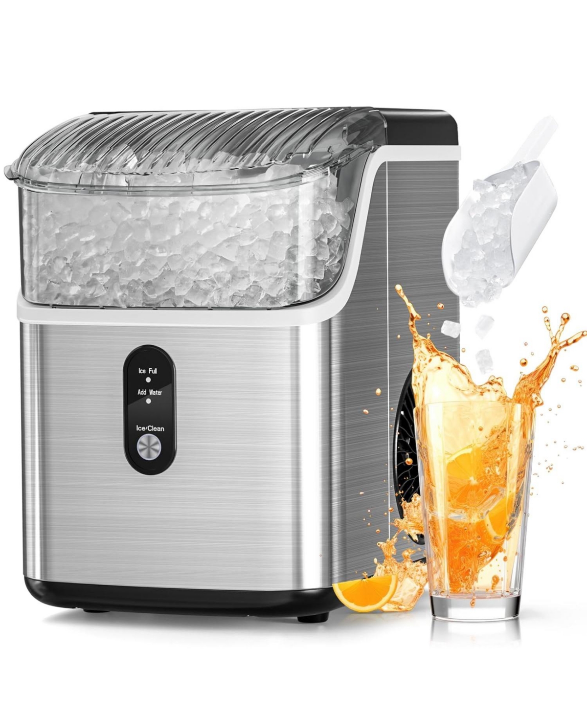 Antarctic Star Nugget Ice Makers Countertop, Pebble Ice Machine with Chewable Pellet Ice, 34Lbs/24H, Self-Cleaning, Sonic Ice, One-Click Operation, fo