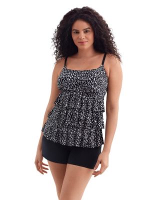 Women's Night Fern Faux Ruffle Shortini Long Torso Swimsuit