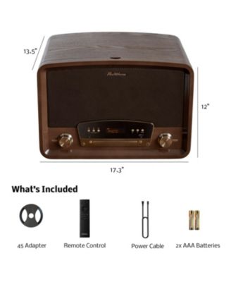 Kingston 7-in-1 Stereo System with Turntable, Bluetooth, CD, Radio, USB Playback & MP3 Recording – Vinyl Record Player (RR75)