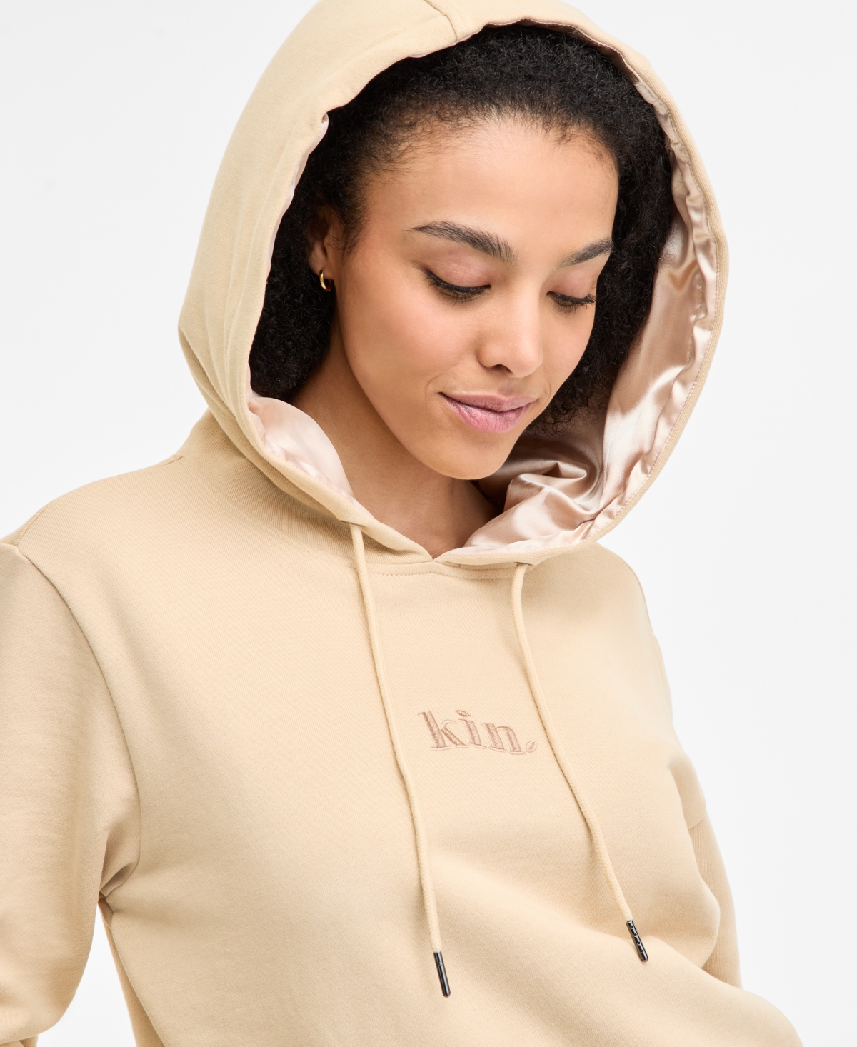 Kin Apparel Women's Satin-hood Long-sleeve Hoodie
