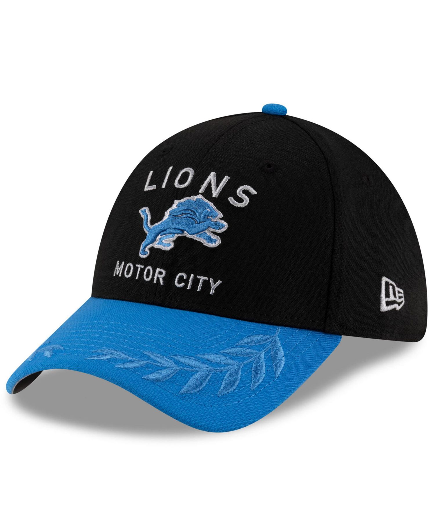 Men's Black/Blue Detroit Lions 2025 NFL Draft 39THIRTY Flex Hat