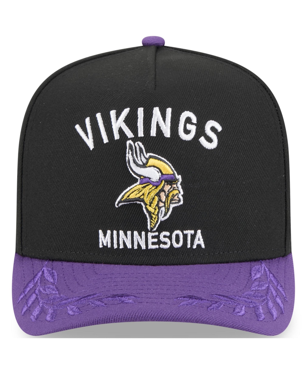 NEW ERA MEN'S BLACK/PURPLE MINNESOTA VIKINGS 2025 NFL DRAFT A-FRAME 9FIFTY SNAPBACK HAT 