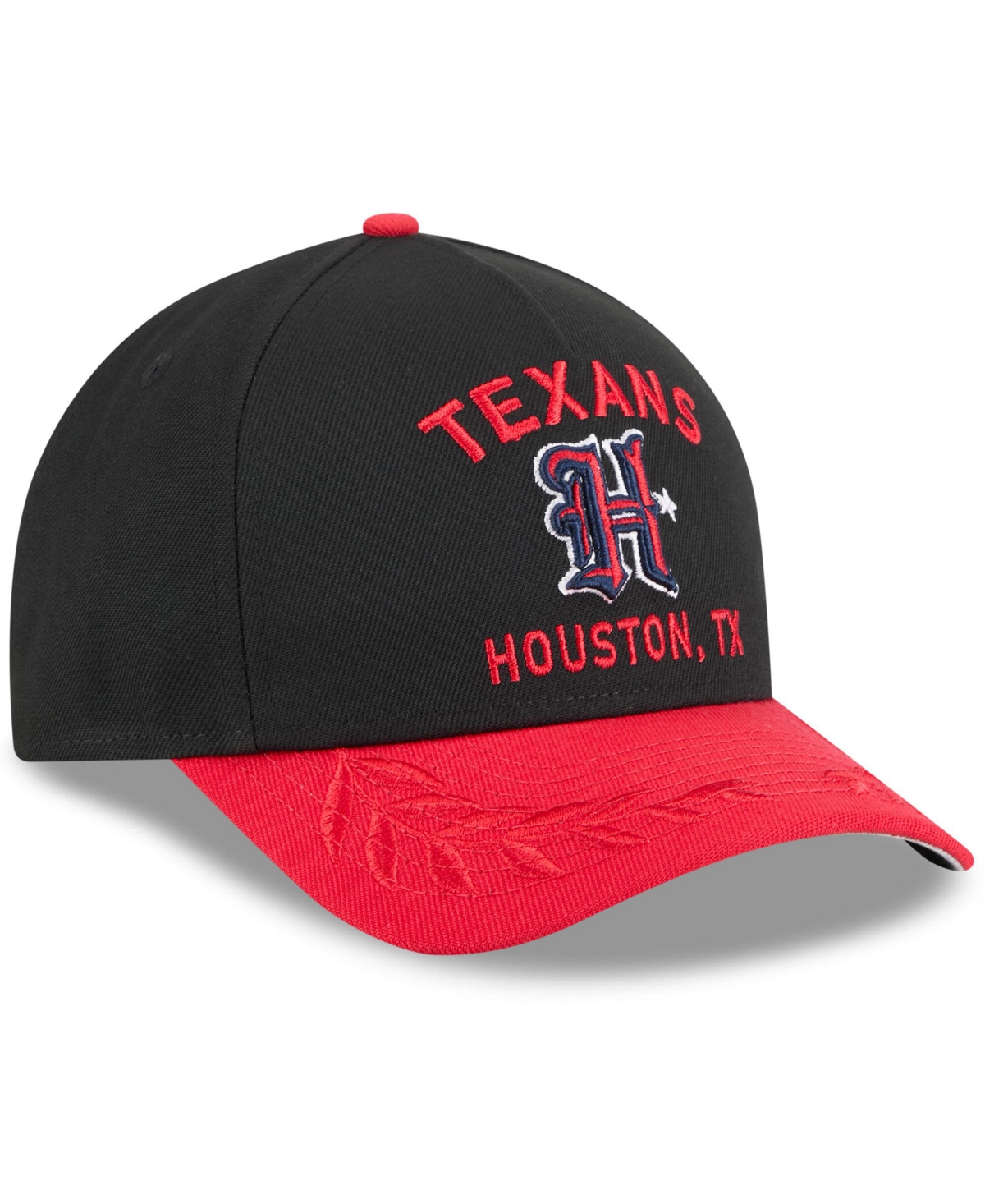 NEW ERA MEN'S BLACK/RED HOUSTON TEXANS 2025 NFL DRAFT 9FORTY A-FRAME M-CROWN ADJUSTABLE HAT 