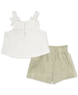 Baby Girls Embroidered Top & Shorts, 2 Piece Set