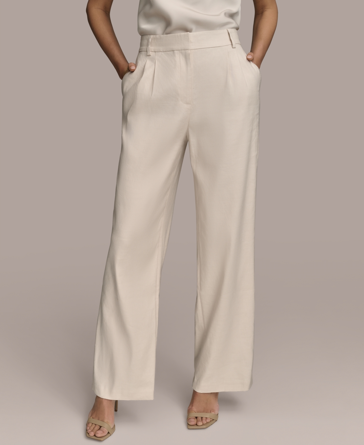 Women's Pleated Wide-Leg Pants - Sand