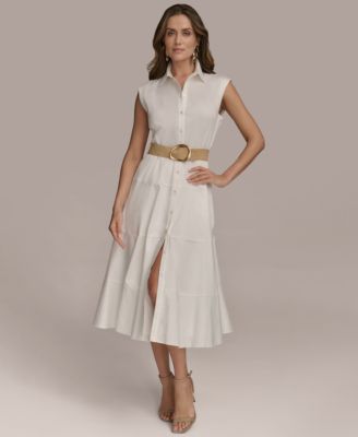 【Donna Karan New York】V-Neck Sleeveless A-Line Dress Donna Karan New York Women's V-Neck A-Line Midi Dress - Macy's