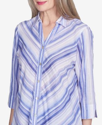Women's Santa Fe Mitered Iris Stripe Button Down Top