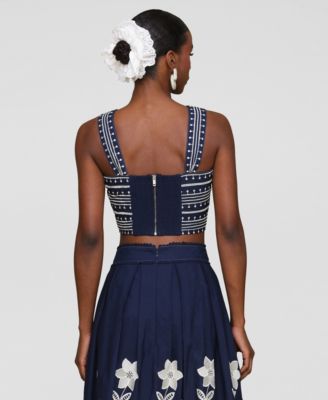 Women's Cotton Embroidered Square-Neck Tank Top