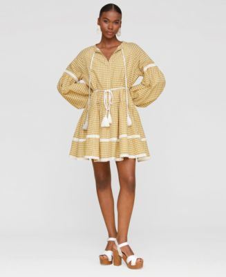 Avec Les Filles Women's Printed Cotton Split-Neck Mini Dress - Macy's