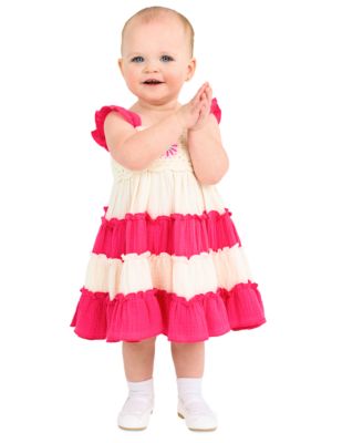 Baby Girls Flower Crochet Cotton Tiered Dress