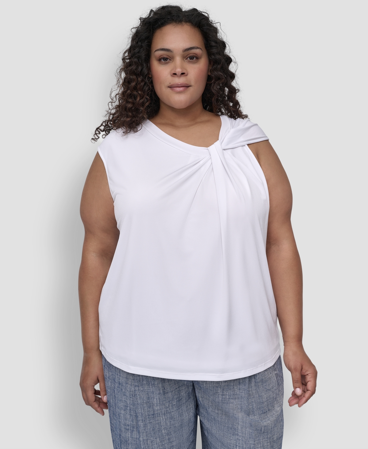 Dkny Plus Size Twisted-neck Sleeveless Blouse