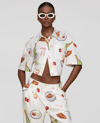 Women's Printed Button-Front Camp Shirt