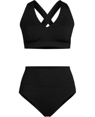 Plus Size V-Neck Bikini and High Waisted Bottom Swimsuit Set