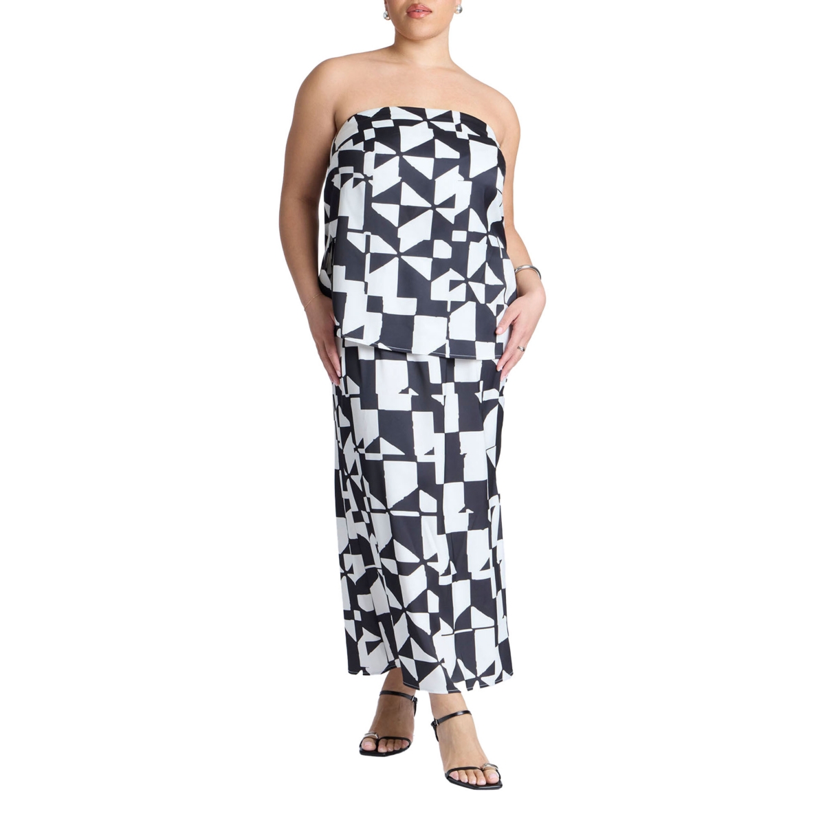 Plus Size Satin Maxi Skirt - All there