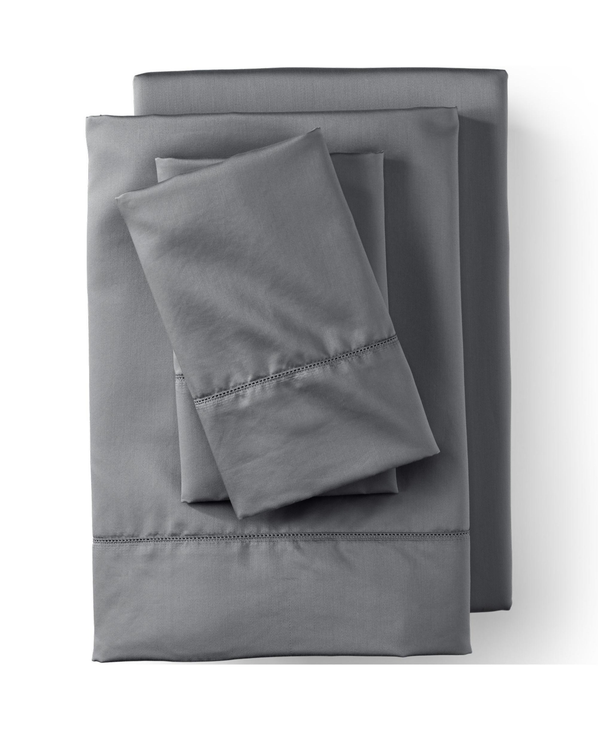 Lands' End 700 Thread Count Luxe Sateen Egyptian Cotton No Iron Bed Sheet Set - Dark gray sky