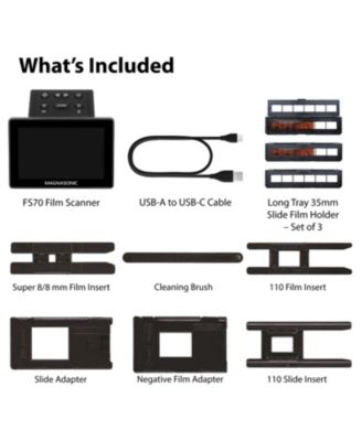 25MP Film Scanner with Large 5" Display & HDMI, Long Tray 35mm Negative Film Holders