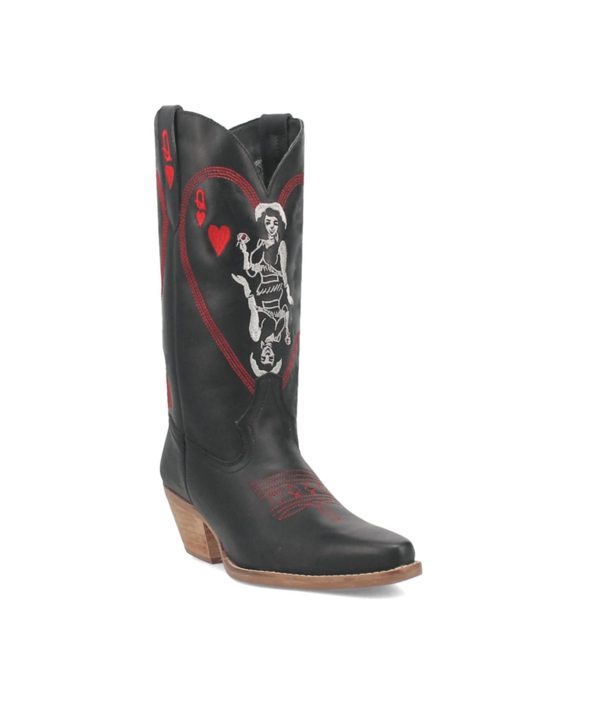 Women's Queen A Hearts Leather Boots - White
