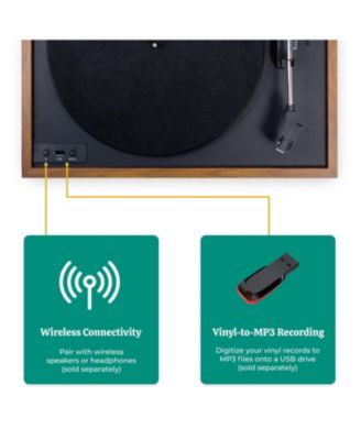 Montrose Wireless Turntable with Audio-Technica Stylus, Bluetooth, MP3 Recording, Speed Control, Built-in Preamp