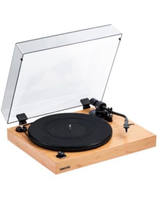 high-fidelity, Bluetooth-enabled, 90W Class D amplified vinyl turntable system with phono preamp, bookshelf speakers, OM10 cartridge.