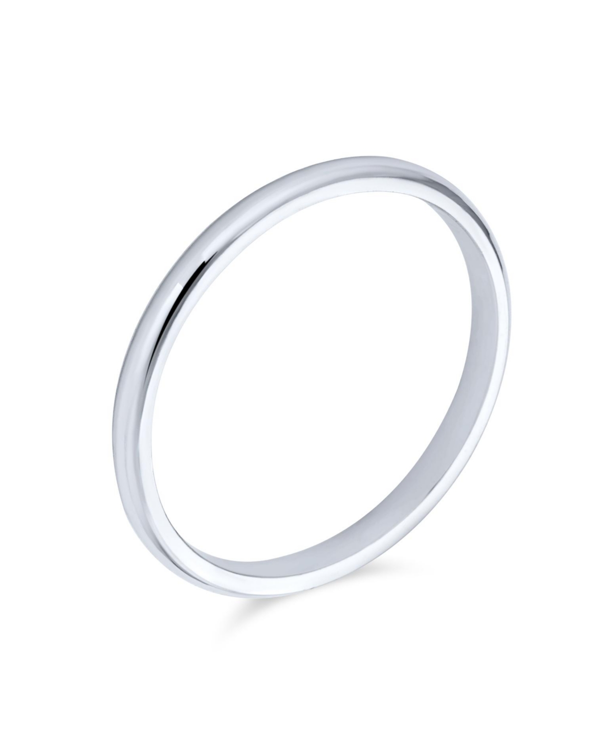 Bling Jewelry Simple Minimalist Thin Stackable .925 Sterling Silver Couples Eternity Band Ring 2MM