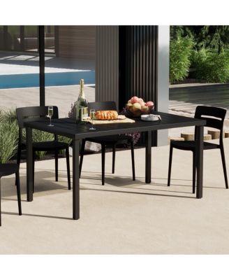 59" Iron Metal Outdoor Rectangular Patio Dining Table For 6