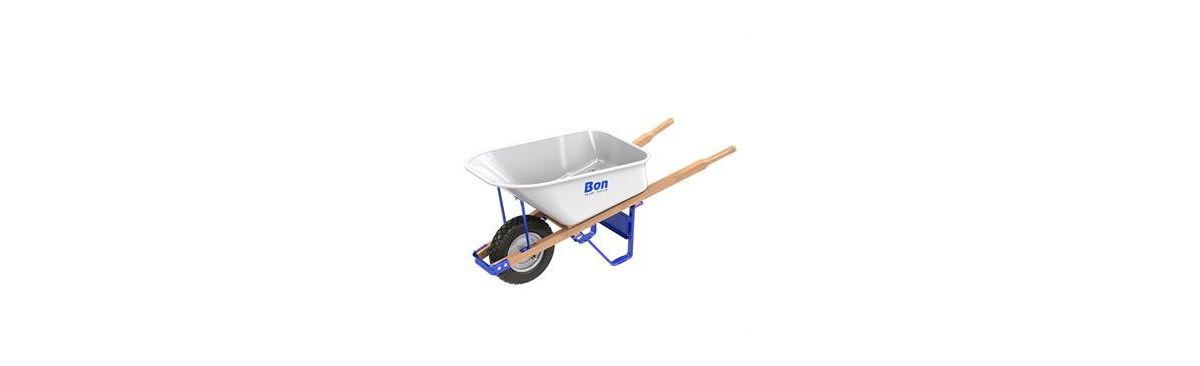 Bon 34-233 Barrow - Steel Tray - 6 Cubic Feet - Single Flat Free Tire - Wood Handle - White
