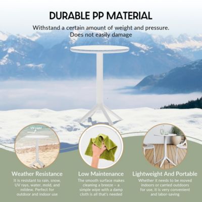 23.5" Outdoor Polypropylene Resin Round Patio Bistro Dining Table for 2