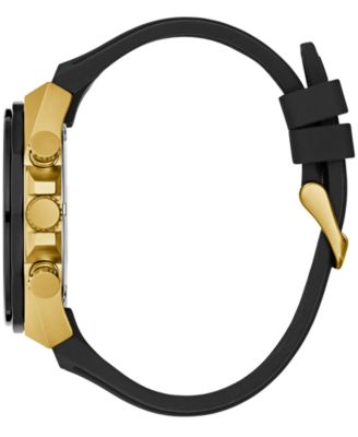 Men's Multi-Function Black Silicone Strap Watch, 46mm