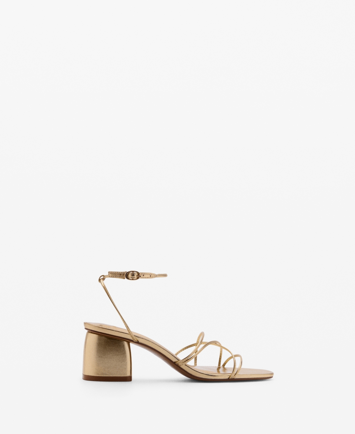 Shop Mango Women's Crossed Strap Heeled Sandals In Gold