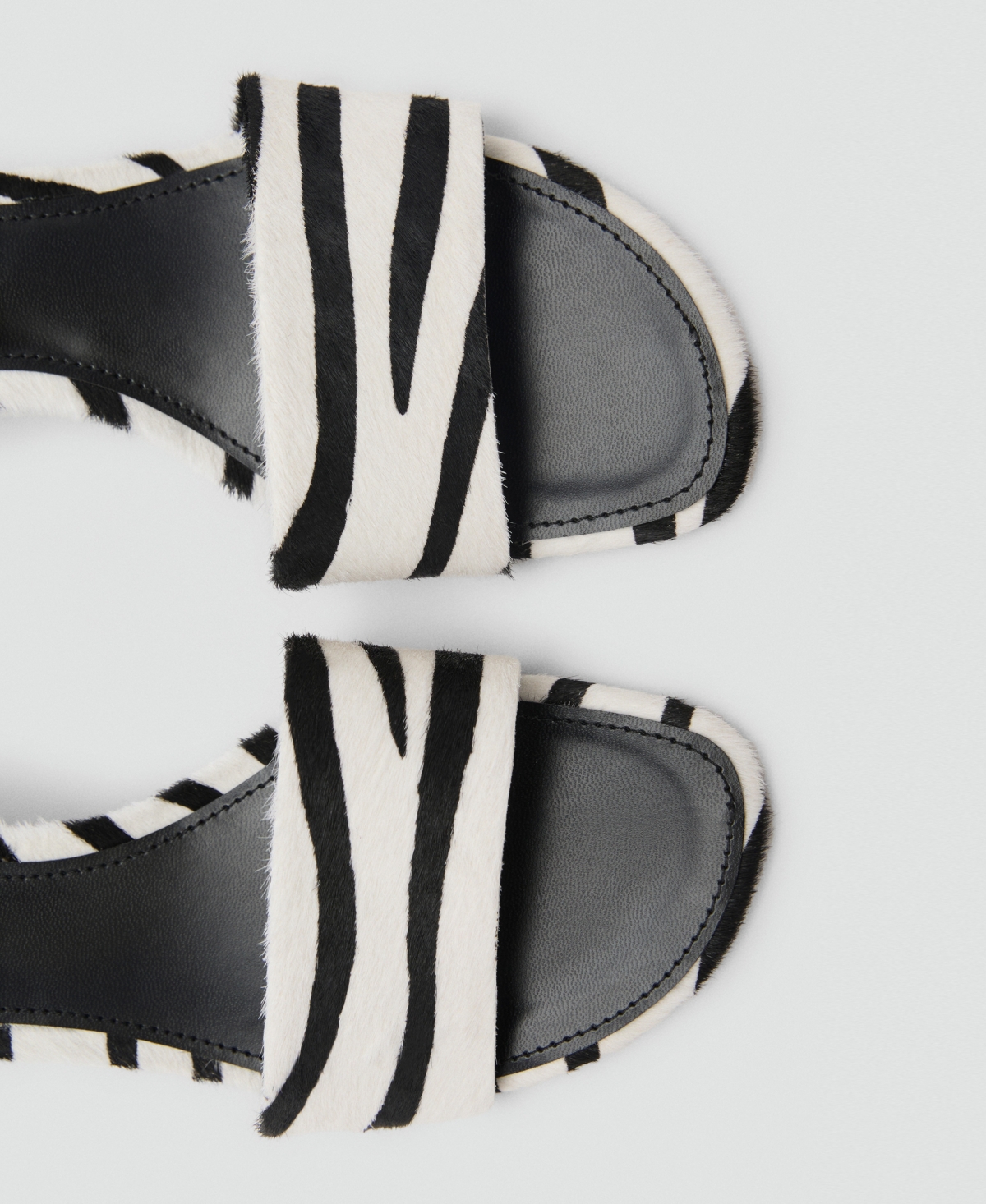 Shop Mango Women's Zebra Hair Leather Sandals In White
