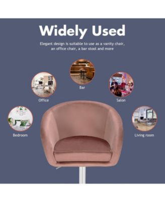 360 Degree Swivel Makeup Stool Accent Chair with Round Back and Metal Base