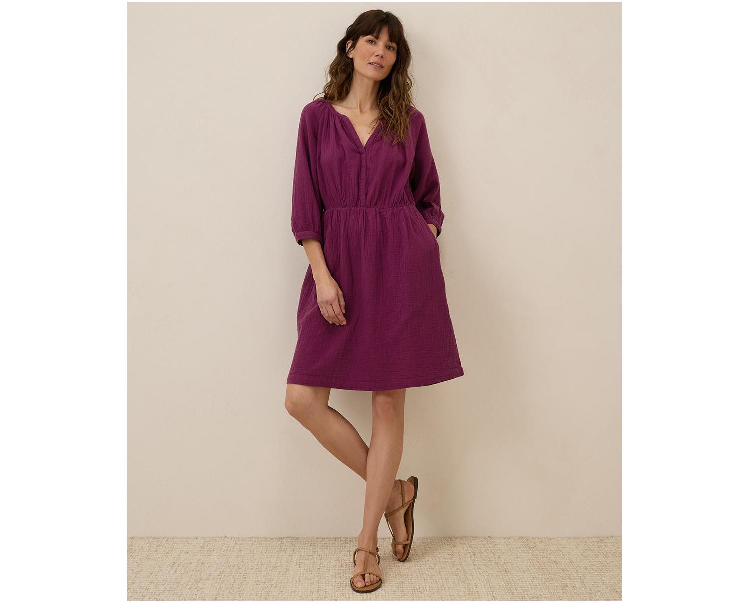 Women's Organic Cotton Coastal Double Gauze Peasant Dress