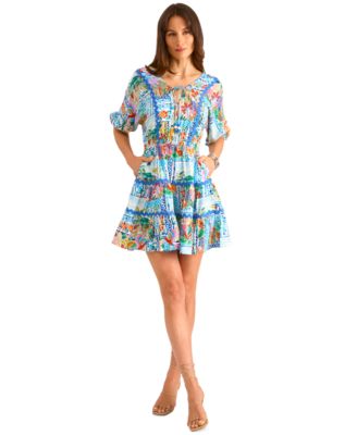 Vince Camuto - Women's Tie-Neck Rickrack-Trim Tiered Dress