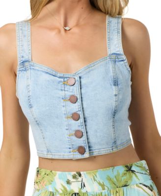 Juniors' Delphina Cotton-Blend Sweetheart Skimmer Top