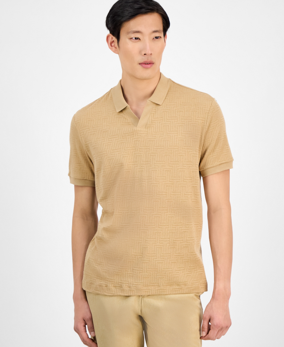 Men's Geo-Pattern Polo Shirt, Exclusively at Macy's - Swiss Mocha