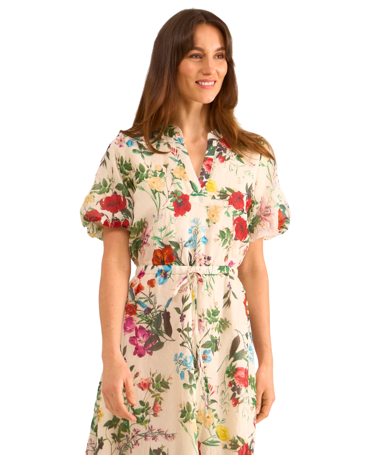 Vince Camuto Floral Puff Sleeve A-line Maxi Dress In Multi