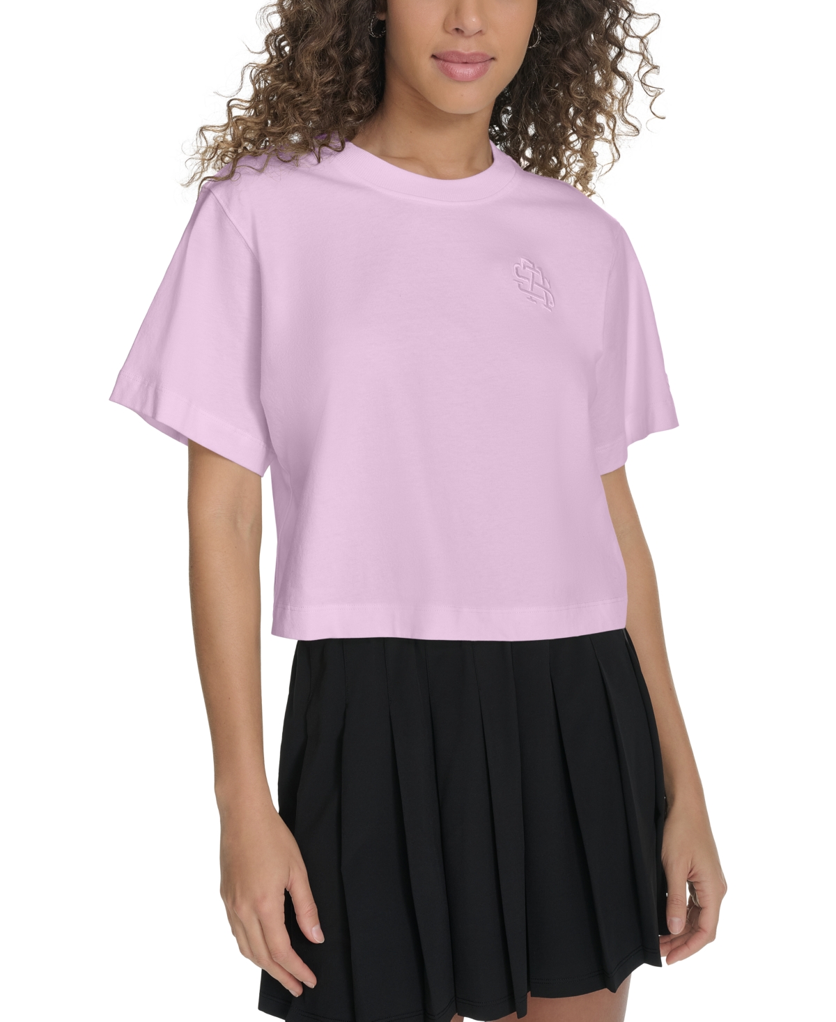 Women's Cotton Monogram Relaxed Cropped T-Shirt - Dusty Orchid